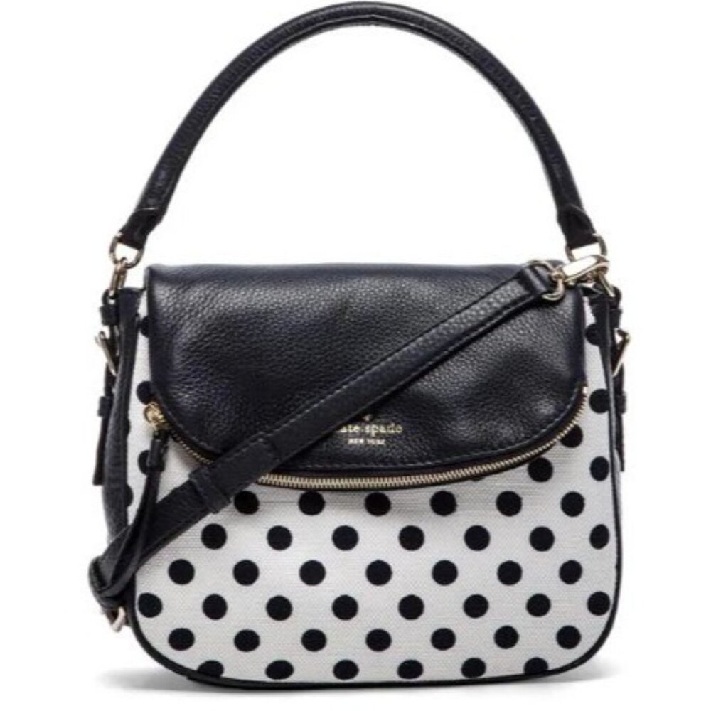 Kate Spade Navy‎ Leather & Polka Dot Canvas Crossbody Bag
